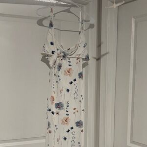 White Floral Tie-Front Slip Dress